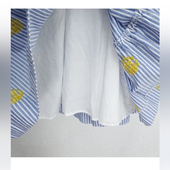 J.Crew Embroidered Pineapple Striped Tiered Midi Skirt Blue White Size XS - Picture 4 of 15